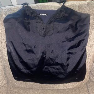 Express satin tank top with black frill